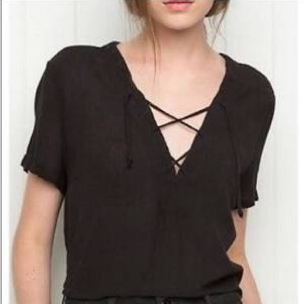Brandy Melville Chiffon Lace Up Top